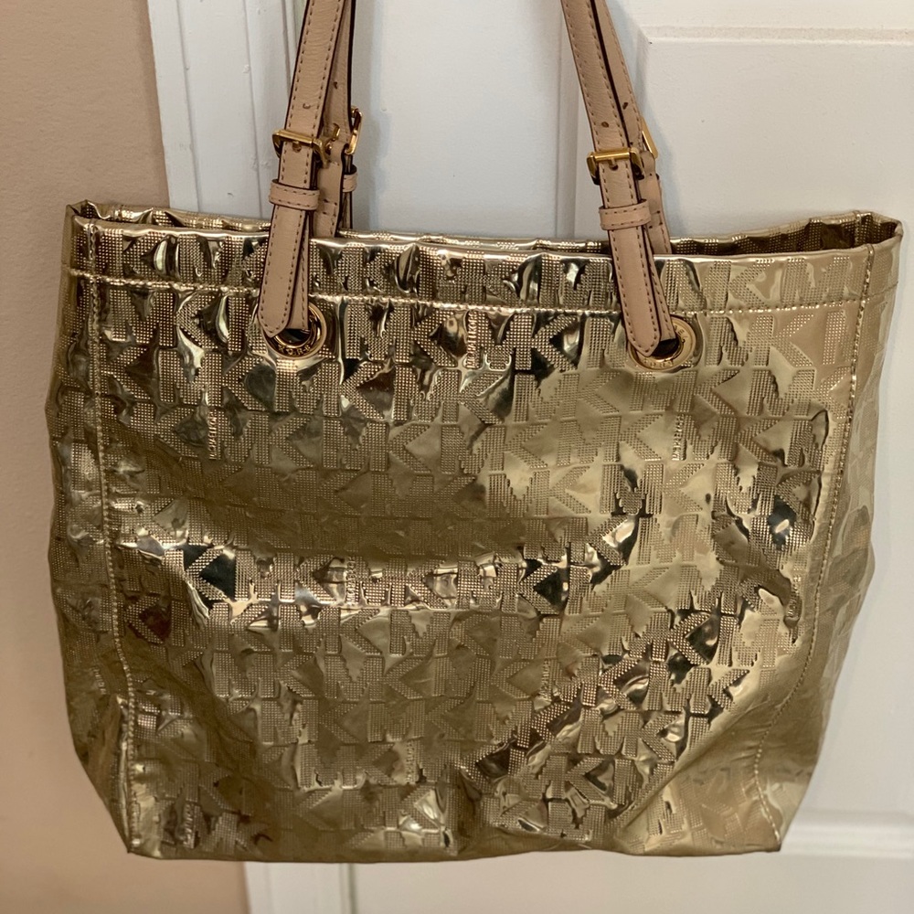 Michael Kors metallic logo tote